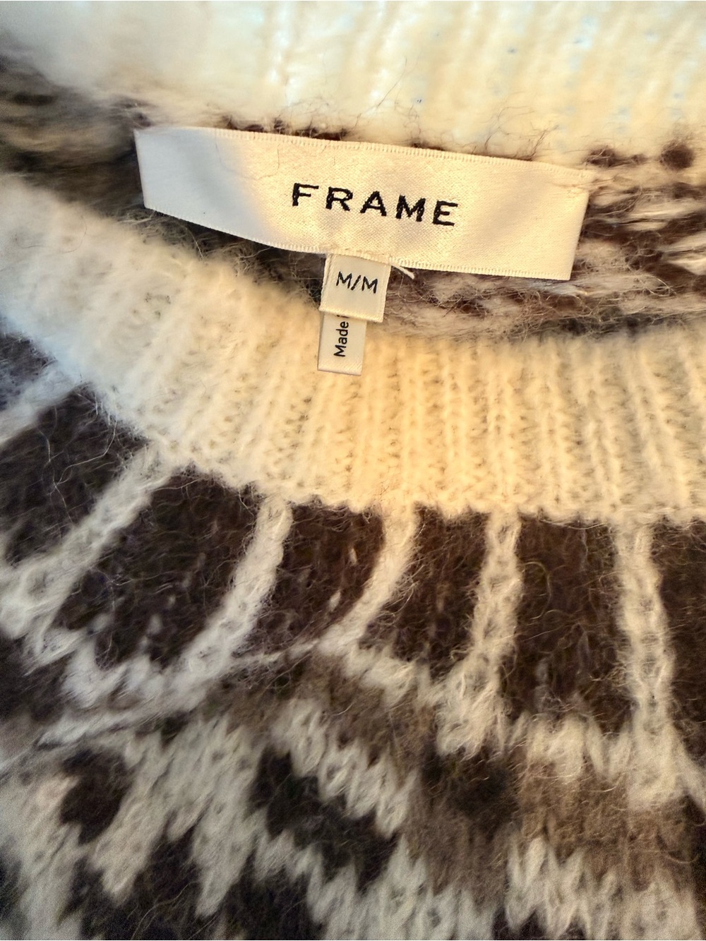 FRAME Fairisle Sweater in Cream Multi Size Medium - Picture 8 of 11